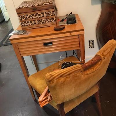 sewing machine table with vintage Singer sewing machine $65
Art Deco chair $99