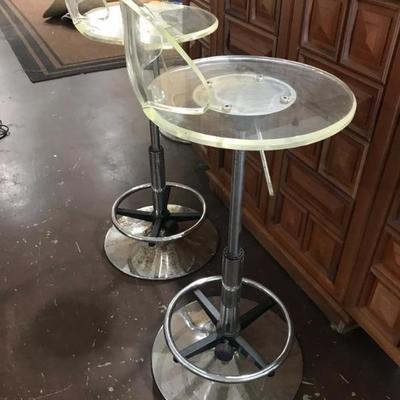 set of three acrylic and chrome bar stools $189