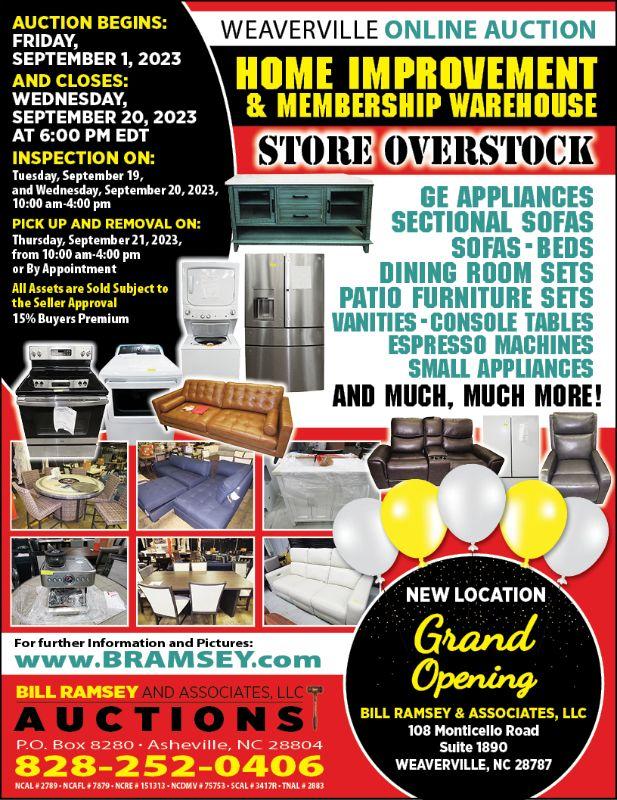 New Furniture and Appliance located in Weaverville Online Auction