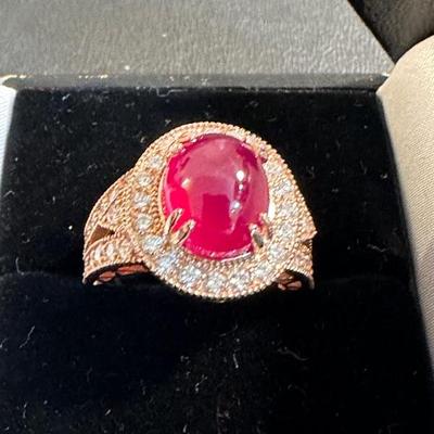 Ruby and diamond ring on 14k rose gold