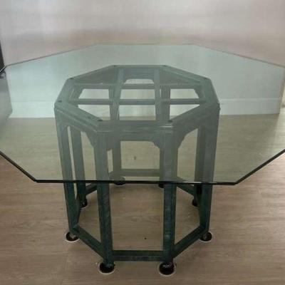 MFL069- Vintage Octagonal Glass Top Table 