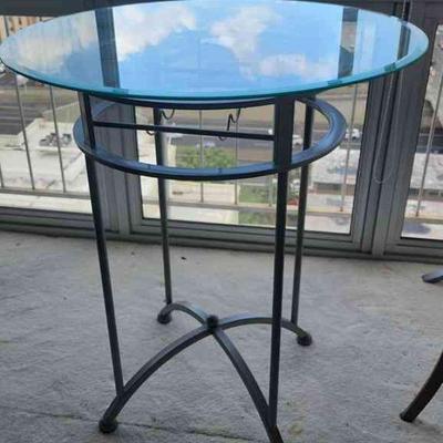 MFL045 - Glass And Steel Bar Table