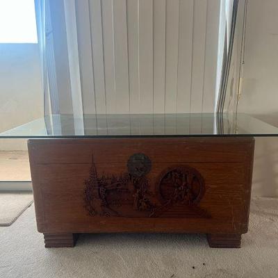MFL054- Vintage Teak & Camphor Wooden Storage Box 