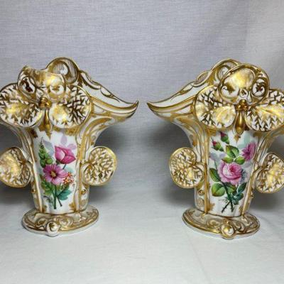 19th c Ols Paris Mantle Vases