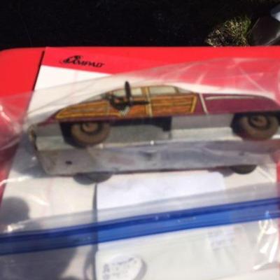 Marx Wooden Wheel, Wind-up Toy Woody Sedan 1930-40