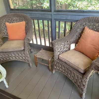 Woven armchairs