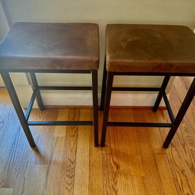 Suede and metal barstools