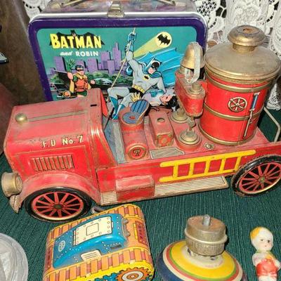 Tin toys and Batman lunch box (no thermos)