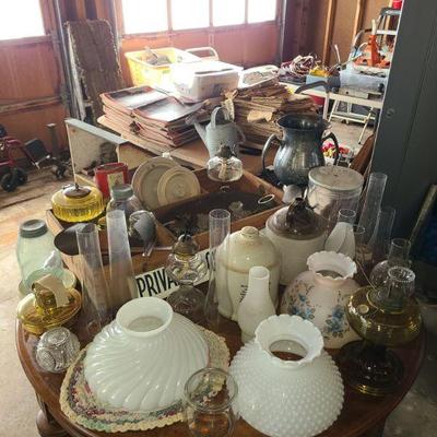 oil lamps and parts and pieces