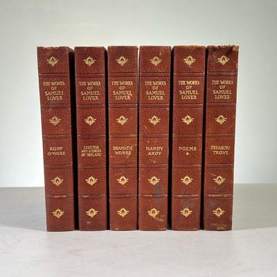 (6PC) “THE WORKS OF SAMUEL LOVER” LEATHER BOUND HARDCOVER | Includes: Rory O’More, Legends and Stories of Ireland, Dramatic Works, Handy...