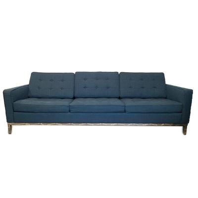 ALL MODERN SOFA | Three seat blue upholstered couch by All Modern with chrome legs / feet. 