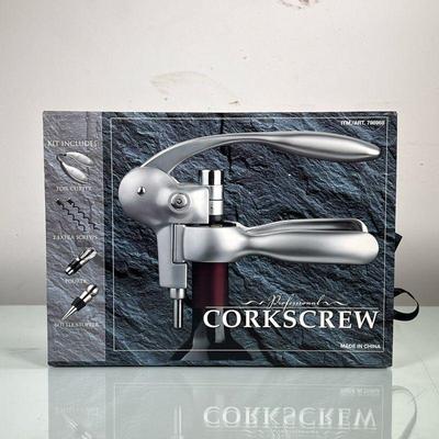 NEW IN BOX PROFESSIONAL CORKSCREW SET | Includes 2 extra corkscrews, foil cutter, stopper, spout and opener device, all brand new in box....