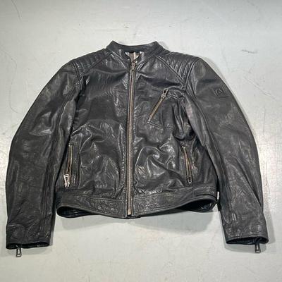 BELSTAFF ENGLAND LEATHER JACKET | Large menâ€™s leather jacket with plaid cotton liner. 