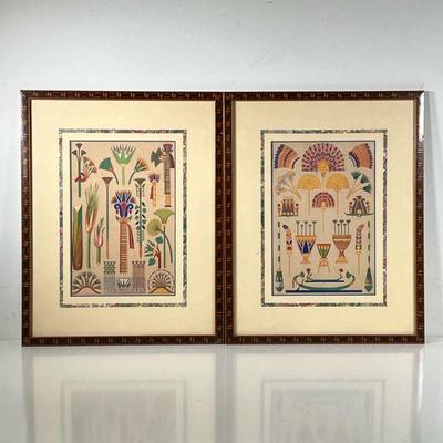 (2PC) PAIR COLORFUL NATIVE PRINTS | Colorful Native American prints depicting headdresses, fans, boats, flora and fauna in intricate...