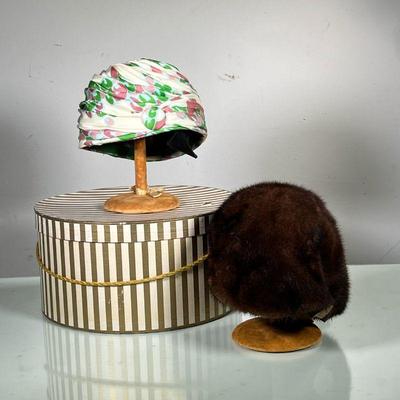 (2PC) WOMENâ€™S HEAD WRAP AND FUR HAT WITH STANDS | Includes round fur hat from Green Room Millinery Bloomingdaleâ€™s and color hair wrap...