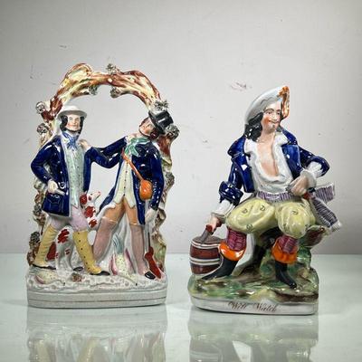â€œWILL WATCHâ€ PIRATE & HUNTING FIGURINES | Large glazed Staffordshire figurine depicting pirate titled â€œWill Watchâ€ and two men...