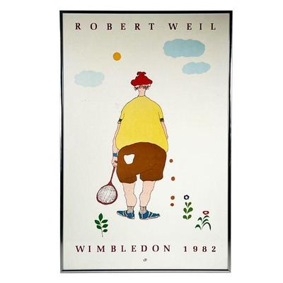 ROBERT WEIL WIMBLEDON 1982 PRINT | Robert Weil Wimbledon 1982 print in silver frame. - l. 19.25 x h. 29.25 in 