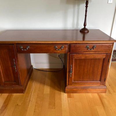 5' by 26" deep by 30" tall, cherry