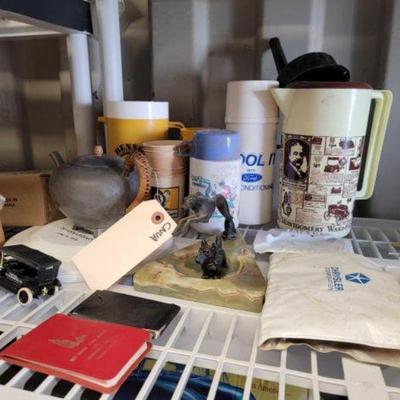 #7692 â€¢ Pitchers, Cups, Teapot, Dog Figurines & Model Car
