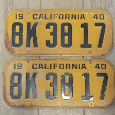 #7114 â€¢ 1940 California License Plates, Pair
