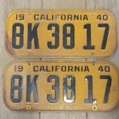 #7114 â€¢ 1940 California License Plates, Pair
