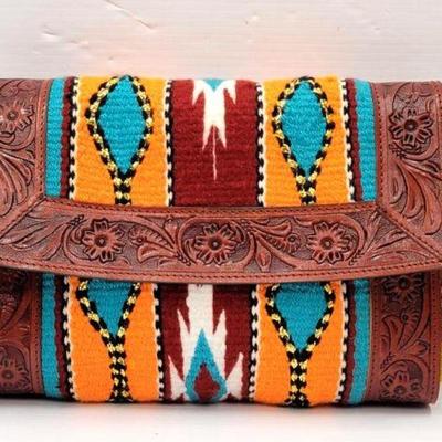 #2216 â€¢ Tooled Leather Saddle Blanket Purse
