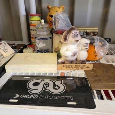 #7718 â€¢ Cookie Jars, Tennis Balls, Tin Boxes & Figurines
