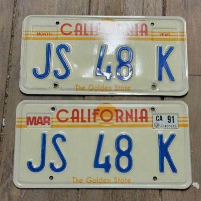 #7185 â€¢ Matching Pair of California License Plates
