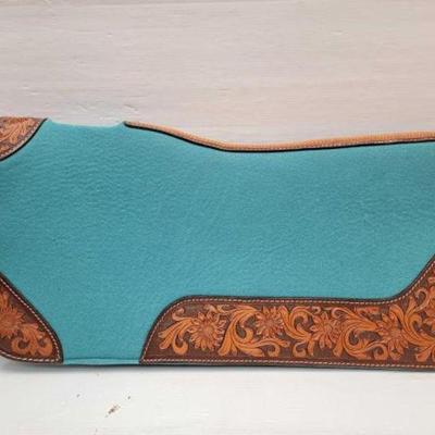 #2222 â€¢ 1" Thick Teal Floral Tooled Saddle Pad
