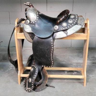#560 â€¢ Silver & Sapphire Accent Parade Saddle
