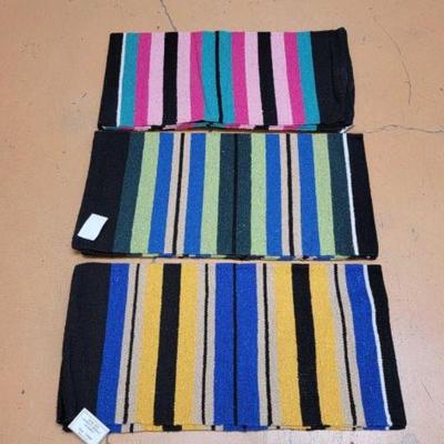 #2246 â€¢ (3) Acrylic Top Striped Saddle Blankets
