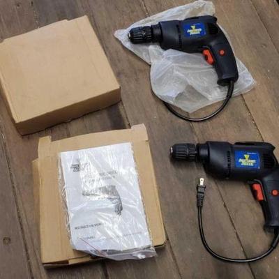 #7242 â€¢ (2)Awsome Auger 3/8" Electric Drill With Keyless Chuck
