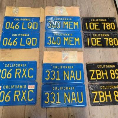 #7126 â€¢ (6) Pairs of California License Plates
