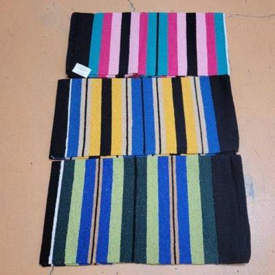 #2244 â€¢ (3) Acrylic Top Striped Saddle Blankets

