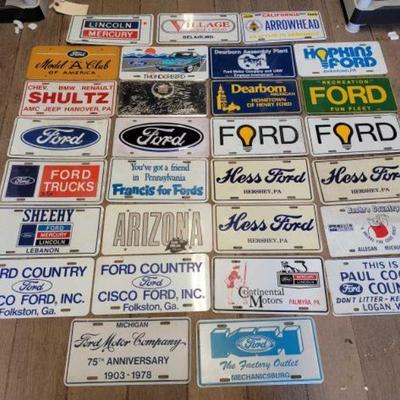 #7142 â€¢ (11) Metal Ford Dealership Vanity Plates
