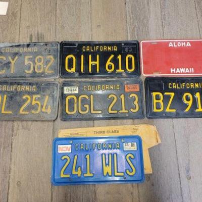#7144 â€¢ (6) California & (1) Hawaii License Plates

