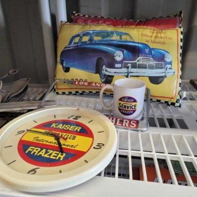 #7698 â€¢ Kaiser Frazer Pillows, Clock, Mug & License Plate Cover
