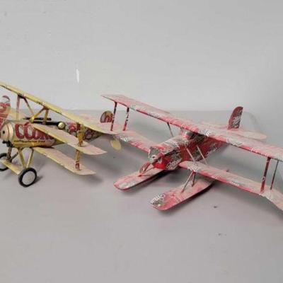 #650 â€¢ (2) Model Airplans Made of Coke Cans & Miller Cans
