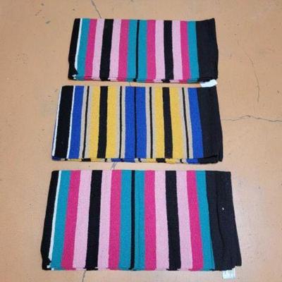 #2248 â€¢ (3) Acrylic Top Striped Saddle Blankets
