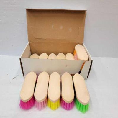 #2260 â€¢ (12) Rainbow Colored Stiff Bristle Brushes
