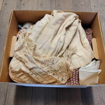 #7602 â€¢ Box of Vintage Doll Clothes & Kids Dresses
