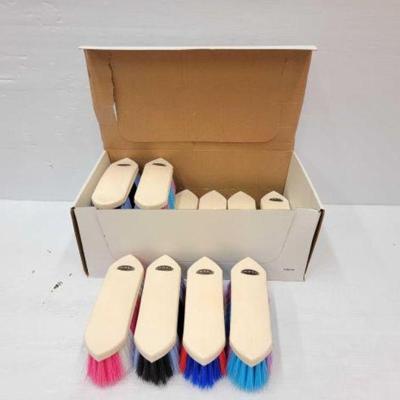 #2258 â€¢ (12) Colored Stiff Bristle Grooming Brushes
