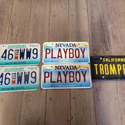 #7132 â€¢ (2) Pairs License Plates & Single Plastic License Plate
