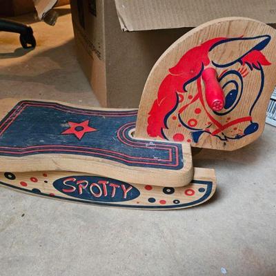 1950's SPOTTY Wooden Rocking Horse