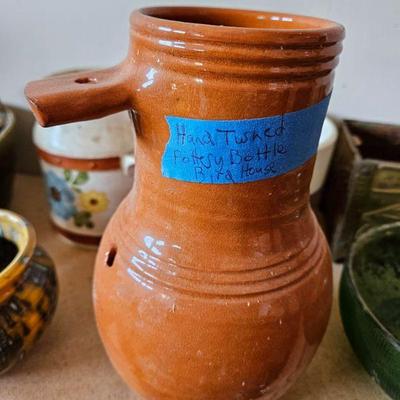 Hand Turned Pottery Bottle Birdhouse