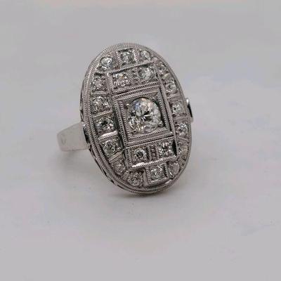 Antique 1 Carat Diamond Ring set in 14k White Gold