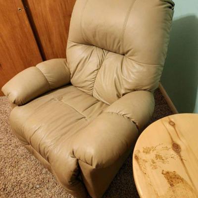 $30 for Leather Recliner in perfect shape!  $25 for unique end tables. Everything priced to go!