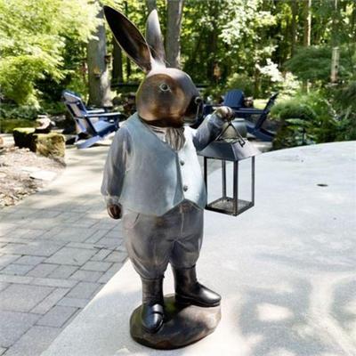 Lot 519-  
Rabbit Figurine with Solar Lantern, Garden Decor