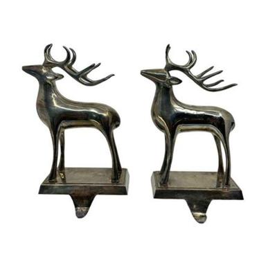Lot 132 
Set of Two Kurt Adler Metal Ornament Reindeer Stocking Hangers