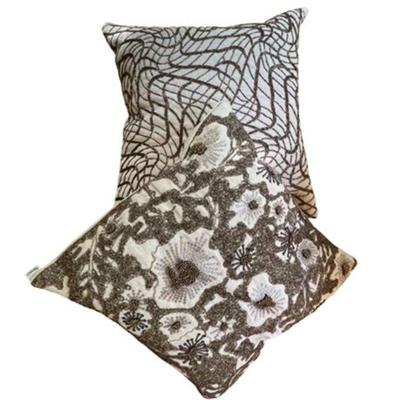 Lot 008 
Arhaus Embroidered and Beaded Floral Accent Pillows